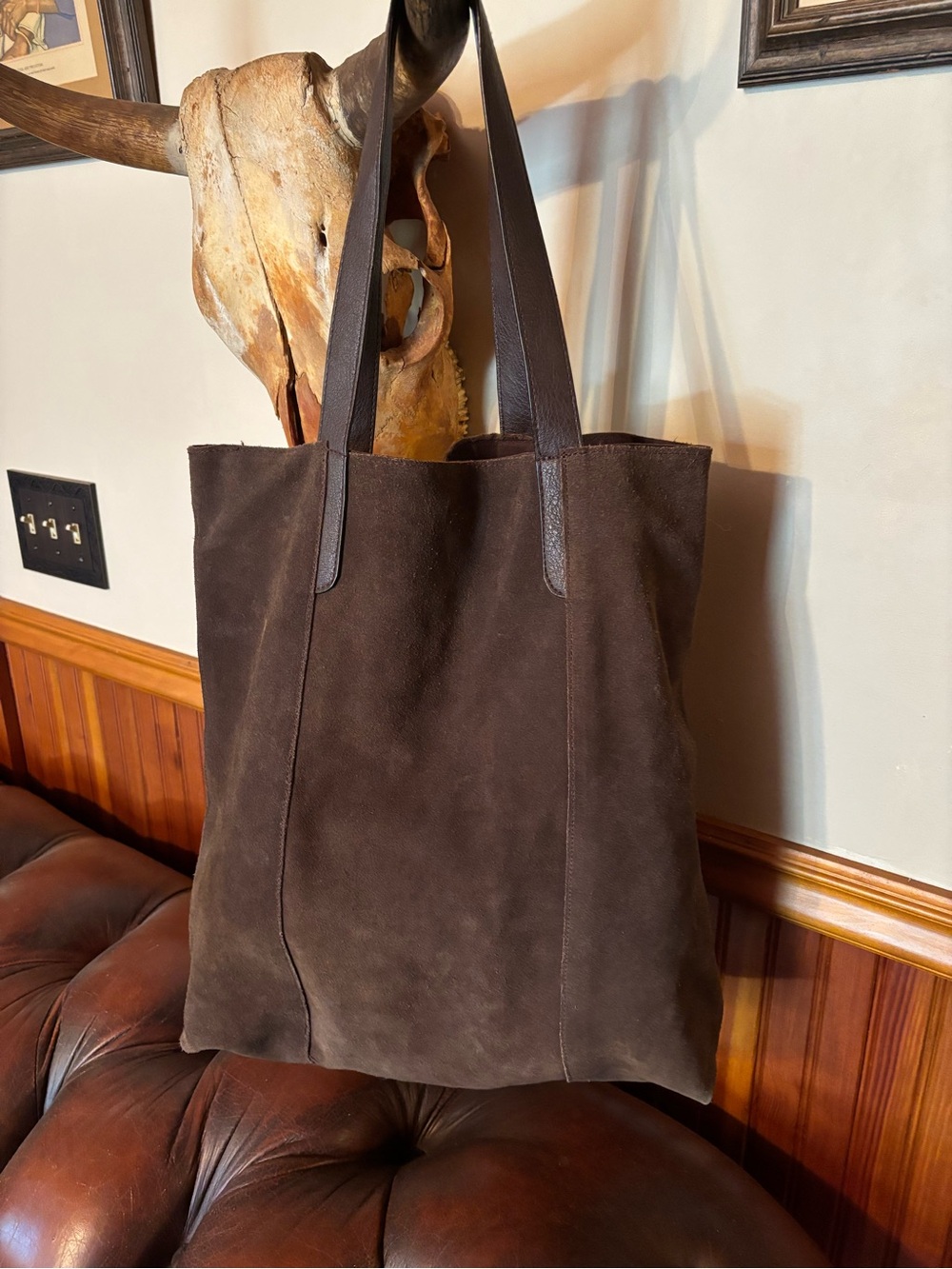 Classic Brown Suede Tote Bag